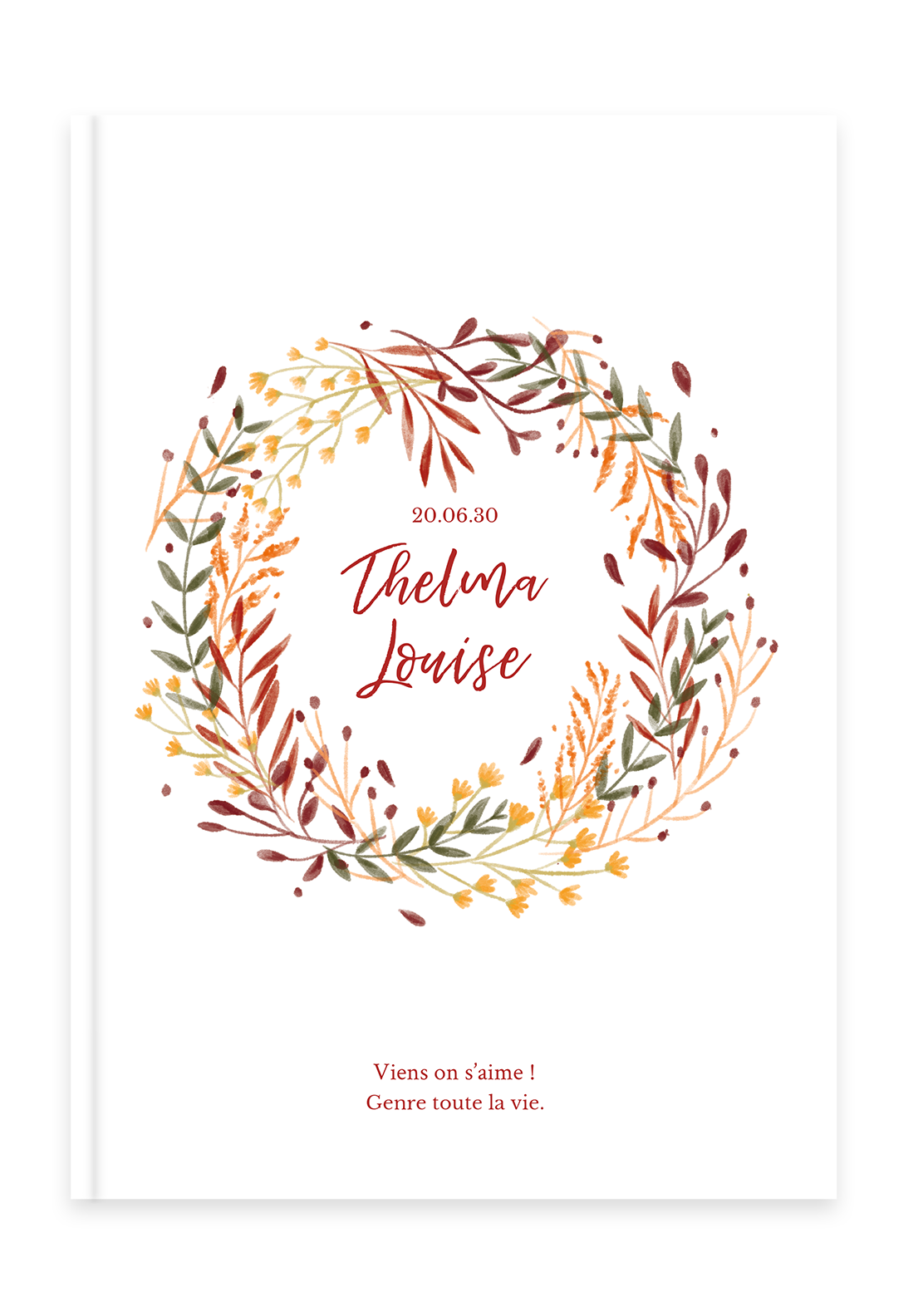 Couv-Thelma-et-Louise2 livre d'or personnalisé, champêtre, automne, mariage